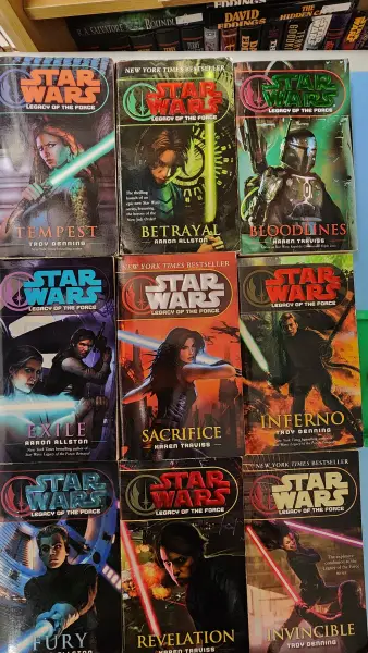 Legacy of the Force: Betrayal, Bloodlines, Tempest, Exile, Sacrifice, Inferno, Fury, Revelation, Invincible